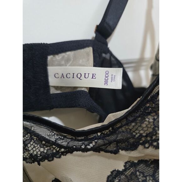 CACIQUE Delicate Lace with Cutouts Unlined Demi Bra Women's Size 38DDD - Picture 4 of 6